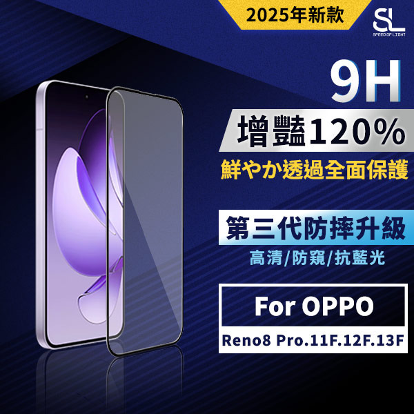 SL光速增豔透光9H滿版玻璃保護貼 OPPO Reno8 Pro/11F/12F/13F