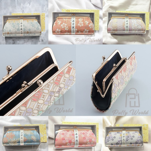 日本京都西陣織金色錦緞<5.0吋親子口金錢包>