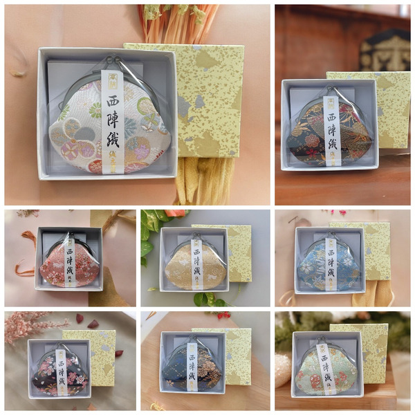 日本京都西陣織金色錦緞<2.6吋口金零錢包>