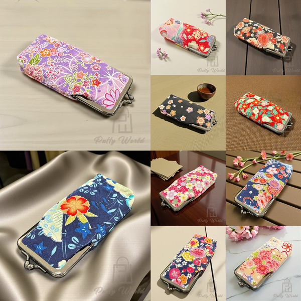 日本京都友禪縮緬<口金眼鏡袋/化妝刷具包>