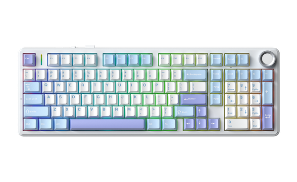 狼蛛 AULA F99pro 星落凝雲 （淺藍+白+深紫）(灰木軸V3-繁中)