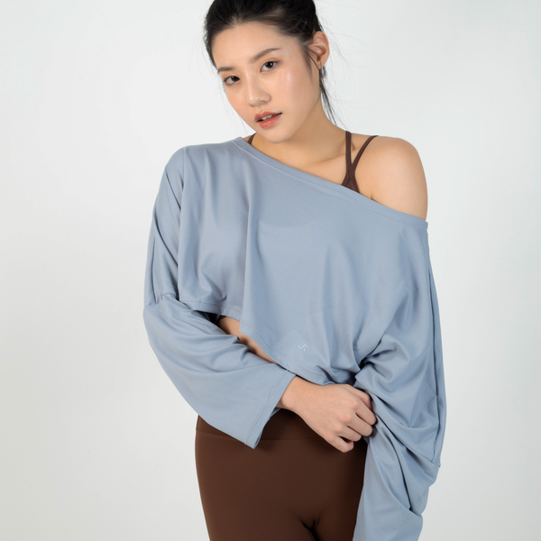 KAHA 寬肩造型短版長袖上衣