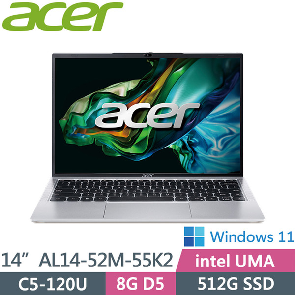 Acer宏碁 Aspire Lite AL14-52M-55K2 C5-120U/8G/512G/效能美型