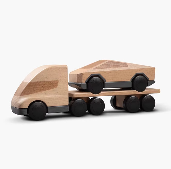 特斯拉 Tesla Semi 卡車 + Cybertruck 皮卡 原木玩具組