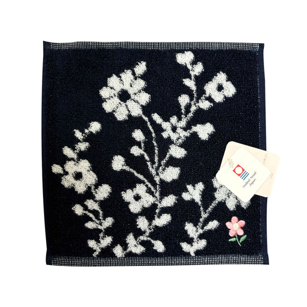 【日本 今治毛巾】 小花方巾 (深藍色) 手帕 毛巾手帕 日本毛巾 純棉毛巾