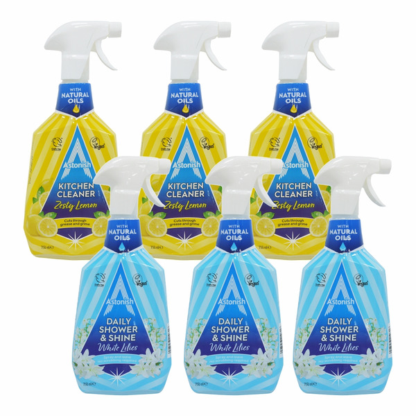 ASTONISH  廚房清潔劑 檸檬*3瓶+ ASTONISH 浴廁清潔劑 白百合*3瓶