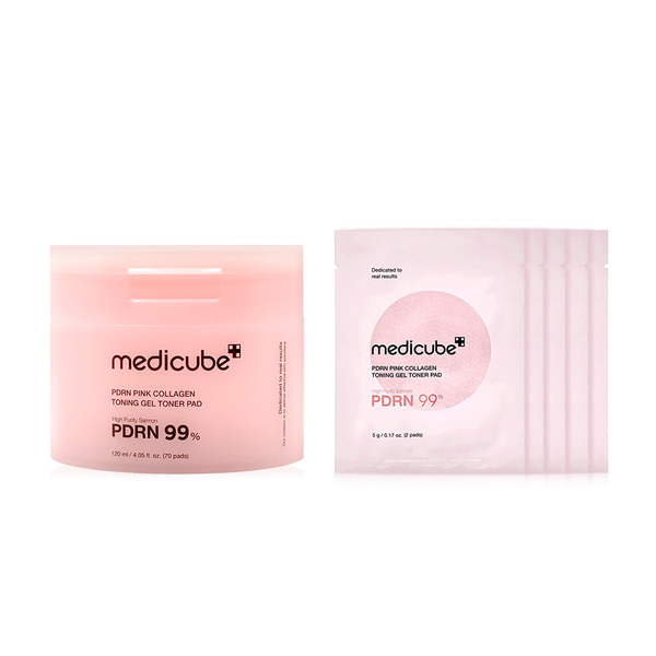 Medicube PDRN 粉紅膠原凝膠爽膚棉組 (70片+10片)