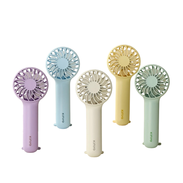 【KINYO】 Mini 手持風扇｜100g 極致輕巧 三檔風速切換 掛勾支架兩用 1200mAh長效續航