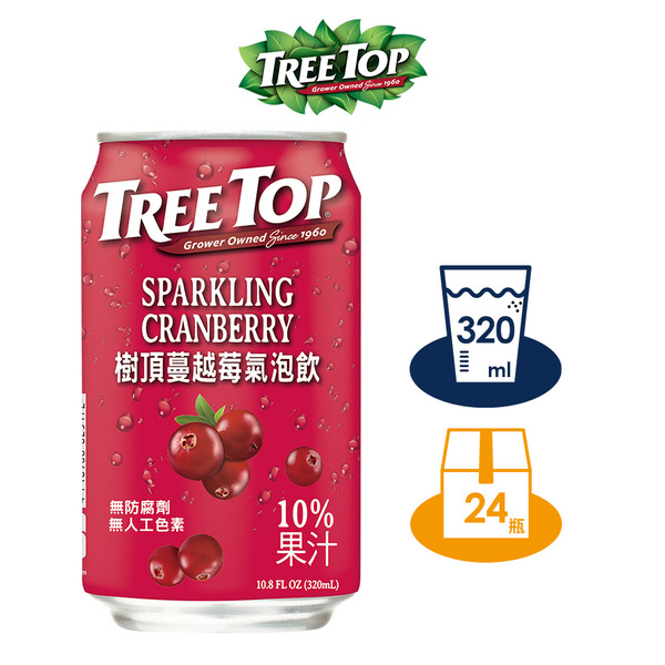 樹頂TreeTop 蔓越莓氣泡飲 320mlx24入