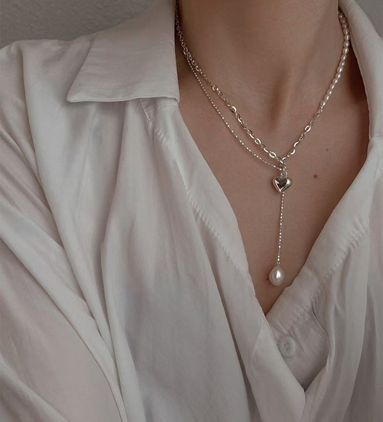 心形珍珠垂墜項鍊