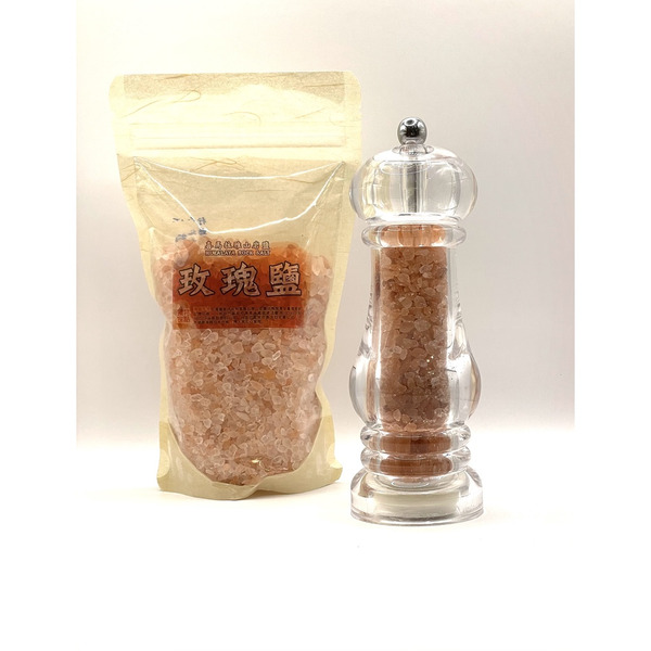 玫瑰鹽罐(內含100克玫瑰鹽) + 粗粒鹽400g補充包