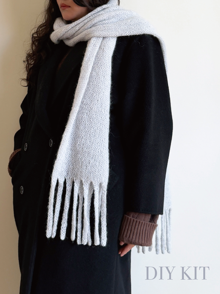 【 DIY教學影片材料包 】Berlin scarf 夢幻馬海毛柏林圍巾 獨家授權中文版織圖影片