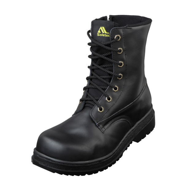黑色側拉鍊防穿刺寬楦鋼頭長筒安全鞋 S1077