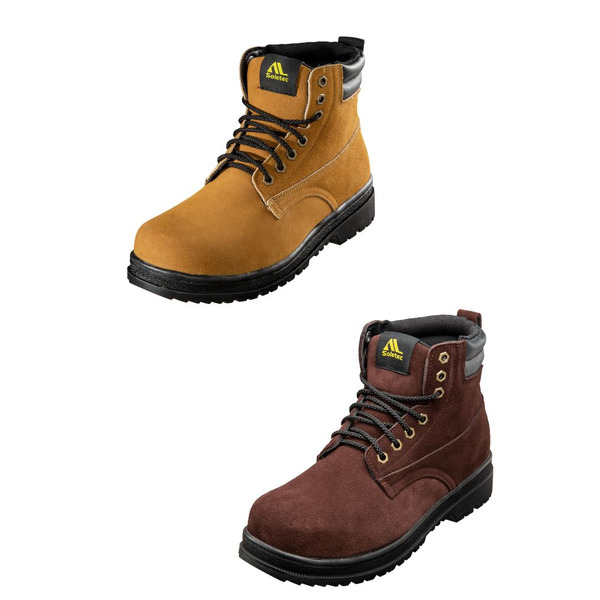 1085系列反毛皮防穿刺寬楦鋼頭中筒安全鞋 紅棕/深棕色可選