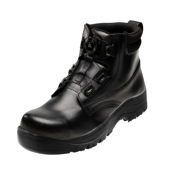黑色防潑水中筒防穿刺寬楦塑鋼旋鈕安全鞋-KLF1085
