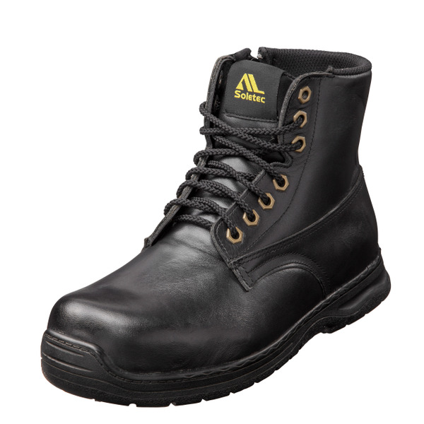 黑色真皮側拉鍊防穿刺防滑安全鞋-EF1087