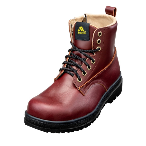 酒紅色真皮側拉鍊防穿刺防滑安全鞋-S108746(下單等候兩個月)