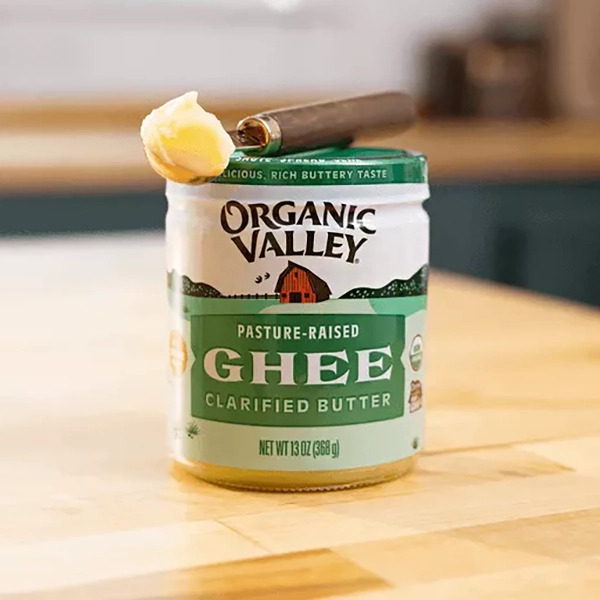 ORGANIC VALLEY有機無水奶油澄清奶油Ghee兩瓶木托盤展示，USA美國原裝進口