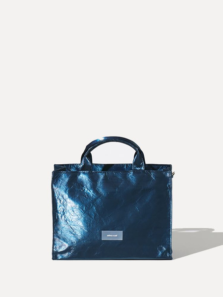 韓國 Miyansol 皺皺兩用方包（午夜藍）