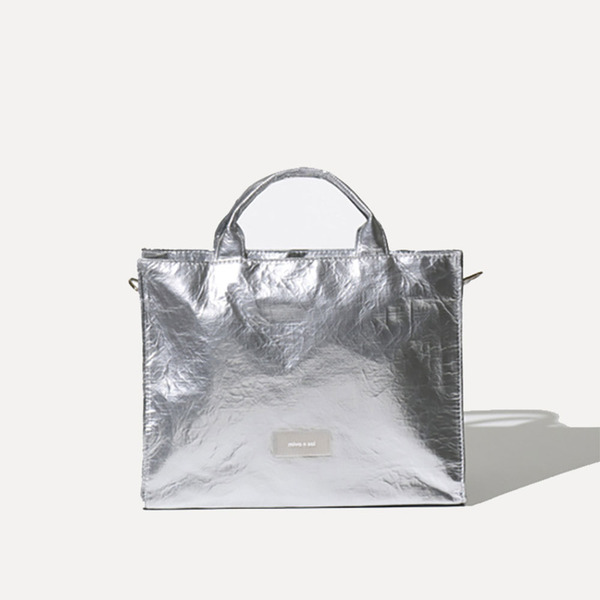 韓國 Miyansol 皺皺兩用方包（冰心銀）