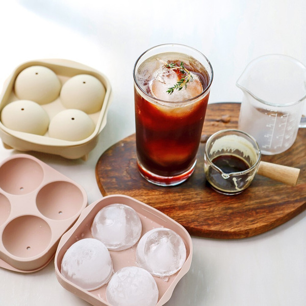 韓國 INCOC 製冰所 白金矽膠冰球製冰盒－5.5 cm圓形冰球（4色/4格 ）