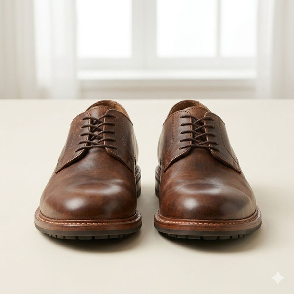 全真皮復古手工皮鞋