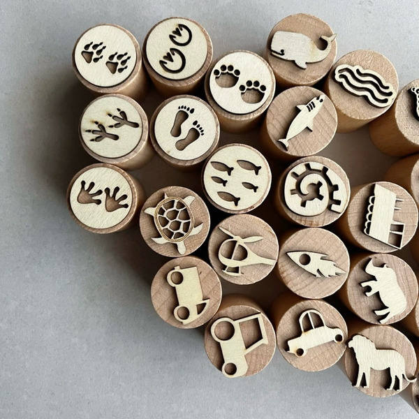 幼兒園教具 美術創作工具 木質圖案印章 黏土壓花印章