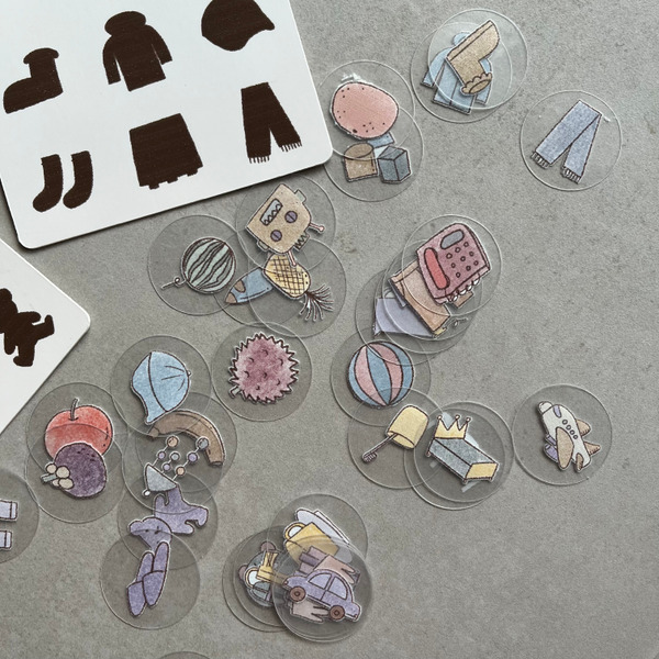 幼兒園教具-兒童益智影子配對 四組卡片任意玩