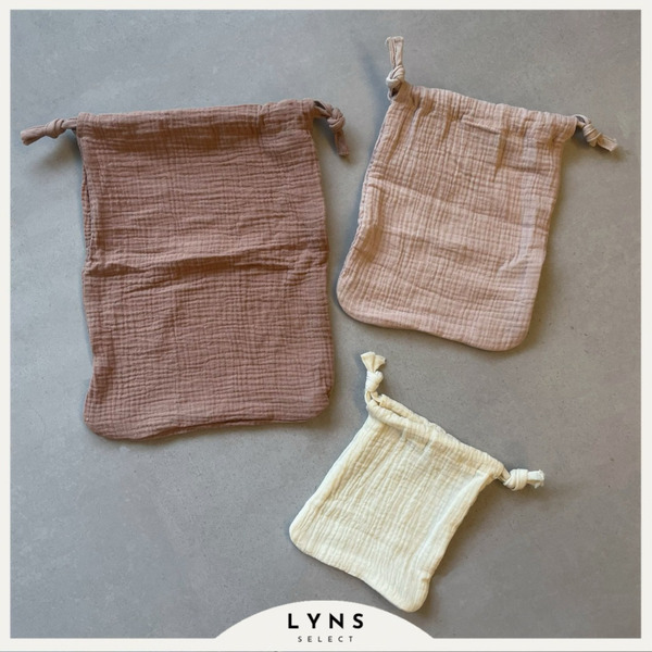 外出好幫手 收納棉質抽繩袋（3入一組）