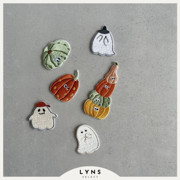 刺繡車縫熨燙貼布 /萬聖節 南瓜 小幽靈/ 可燙於棉質產品上