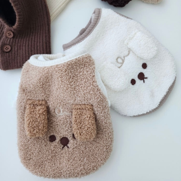 KR｜立體耳朵小狗刷毛背心