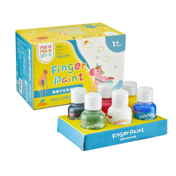 【紅利兌換】mamayo 可水洗幼兒無毒手指膏六色組-經典色