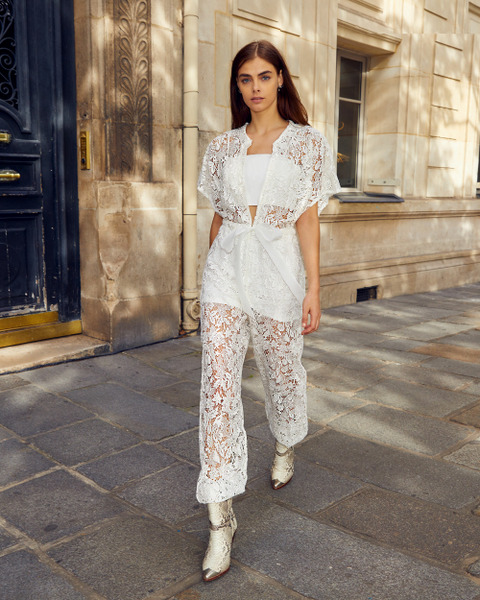 Vesta個性水溶蕾絲連身褲