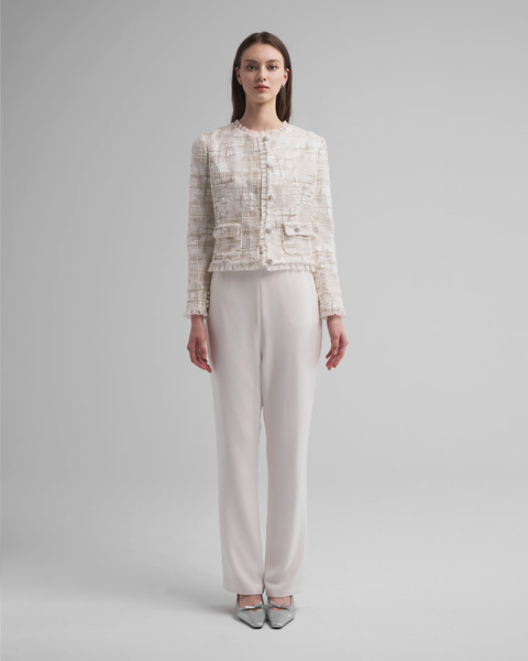 Coco小香風刺繡荷葉邊外套