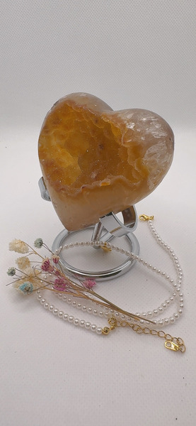 全拋款 天然 黃水晶啵啵愛心｜7.5cm* 6.5cm*3.3cm