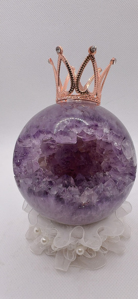 全拋款 天然 紫大牙夢幻水晶｜直徑 8.8cm