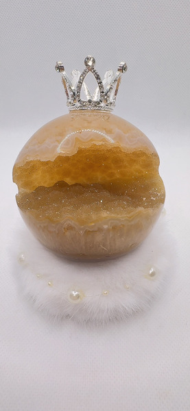 全拋款 天然黃金招財開口笑水晶｜直徑 7cm