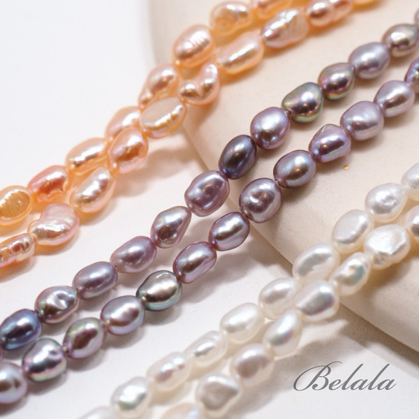 【3-4mm巴洛克米形珍珠】巴洛克珍珠 米形 淡水珠 串珠