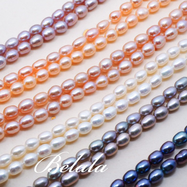 4-5mm天然橢圓珍珠 皮光亮 珍珠 米型