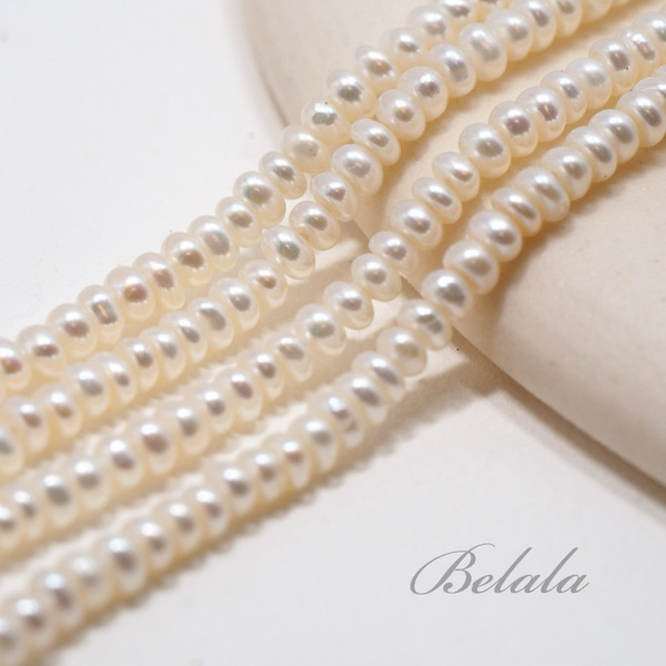 【3-4mm扁形天然珍珠】隔珠 珍珠 養珠 天然珍珠 饅頭珠