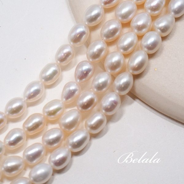 【6-7mm天然微粉亮光米形珍珠】串珠 天然珍珠 米珠