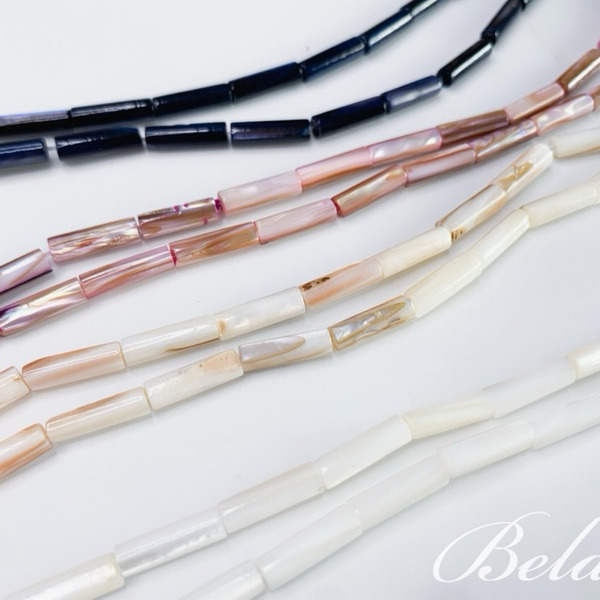 絲質彩貝殼管珠13x4mm（2入）