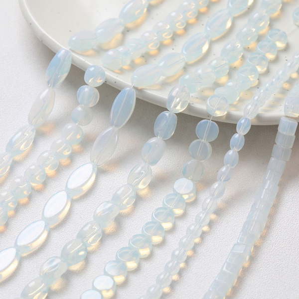 蛋白系半透明琉璃直孔珠（4入）