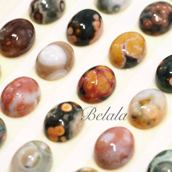 8*10mm海洋璧玉蛋面寶石 安全 豐盛 包鑲 礦石 璧玉