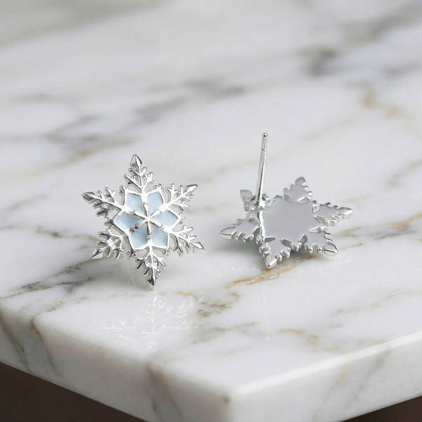 清新雪花耳針/耳夾