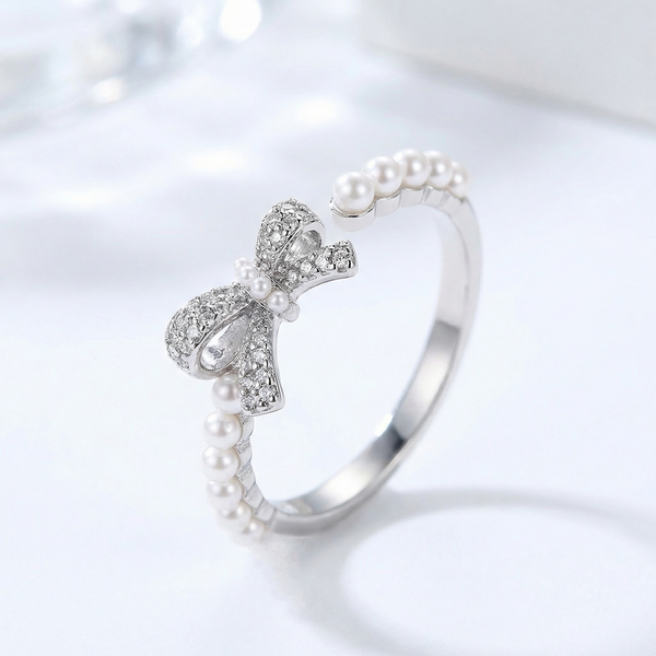 珍珠蝴蝶結韓系戒指