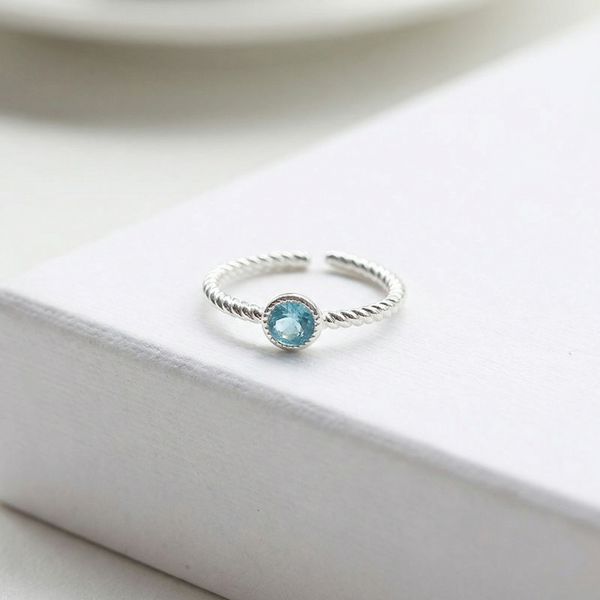 月光圓石扭紋戒