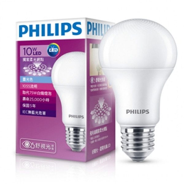 【PHILIPS 飛利浦】柔光網點 10W 白光 1055流明 6500K 全電壓(12入)