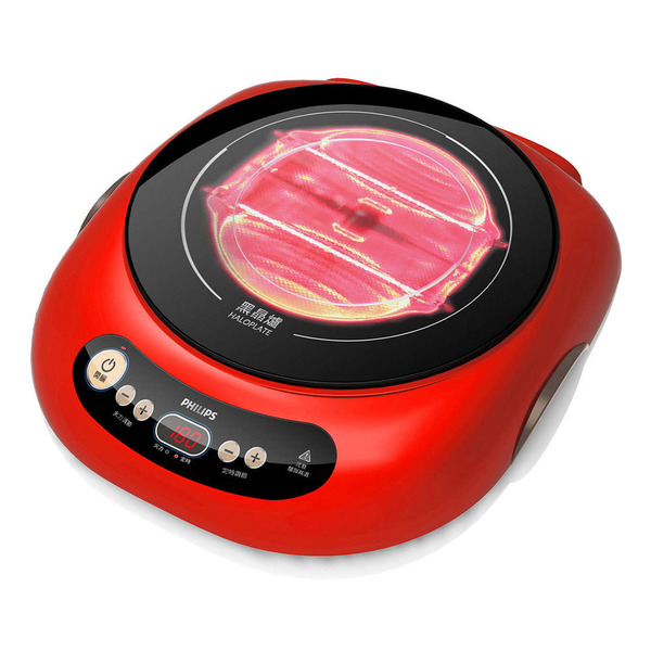 【PHILIPS 飛利浦】不挑鍋萬用黑晶爐-活力紅(HD4989)