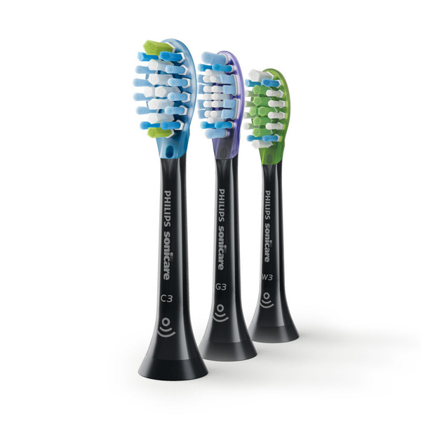 【PHILIPS 飛利浦】智臻綜合刷頭3入-黑: 潔淨/護齦/亮白各一(HX9073/96)